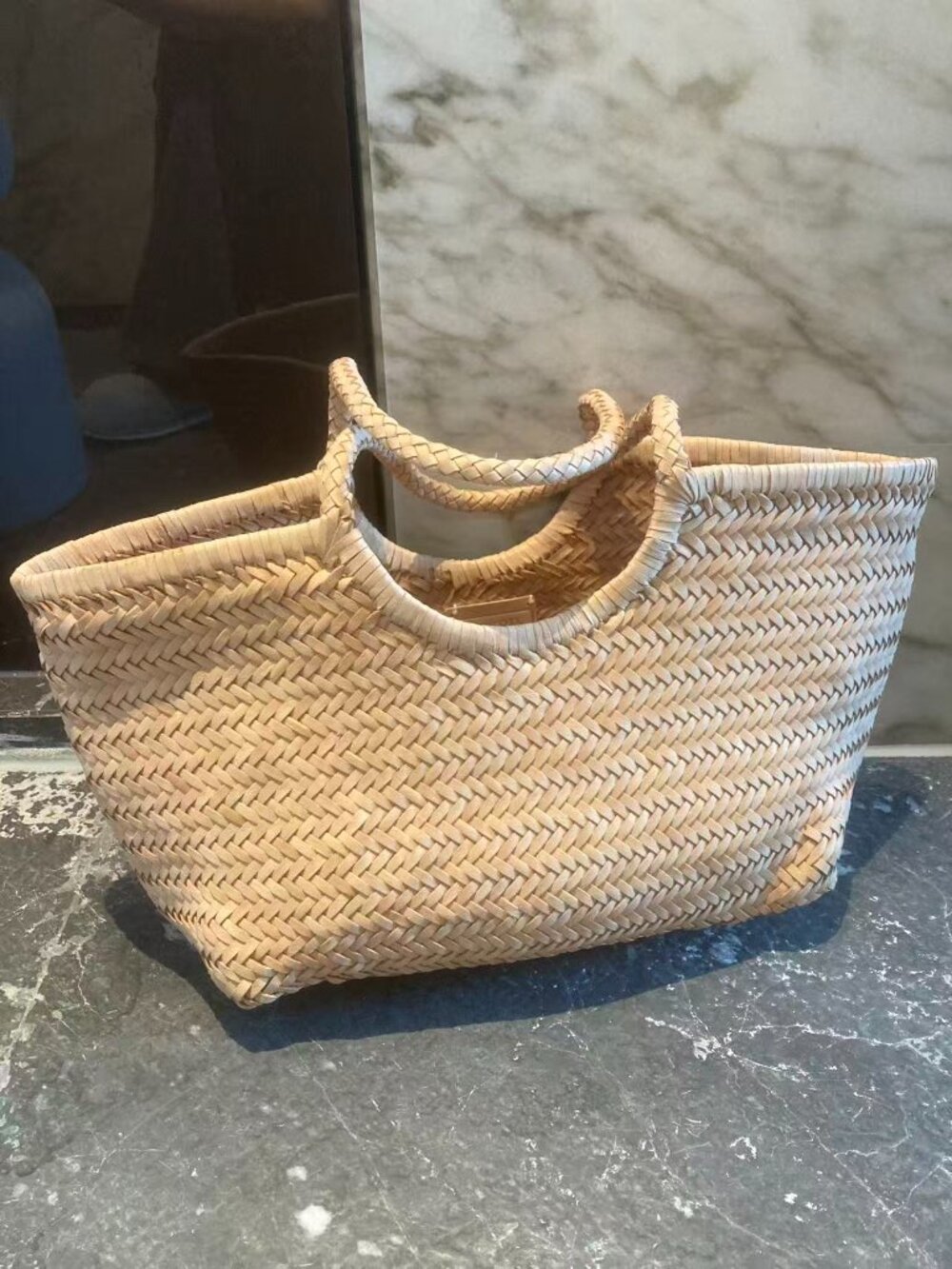 Dragon Diffusion nantucket woven basket bag in sand